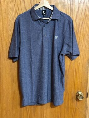 FootJoy Men's Heather Dark Blue Polo with Subtle Logo Sz medium